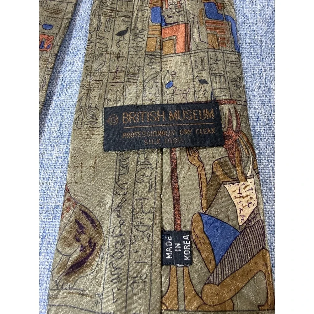Vintage British Museum 100% Silk Tie Ancient History Egyptian Hieroglyphics